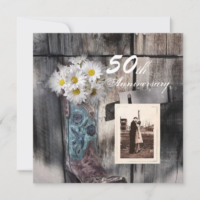 western country cowboy 50th wedding anniversary invitation (Front)