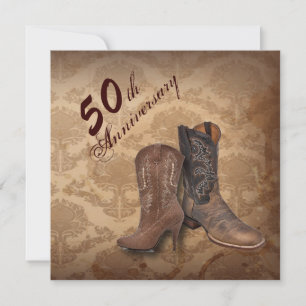 Western country Cowboy 50th wedding anniversary Invitation