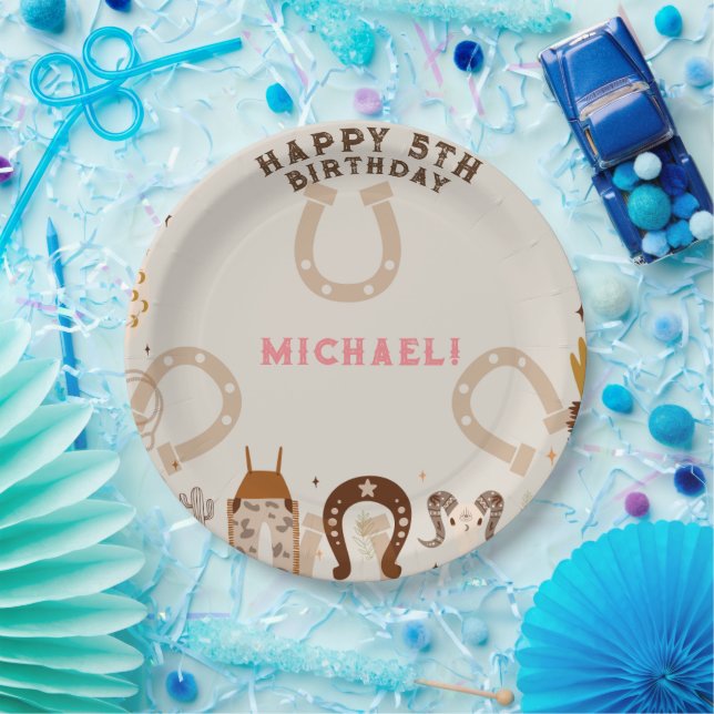 Western Country Cowboy Birthday Party Paper Plates (Party)