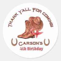Western Country Cowboy Birthday Thank You Favor