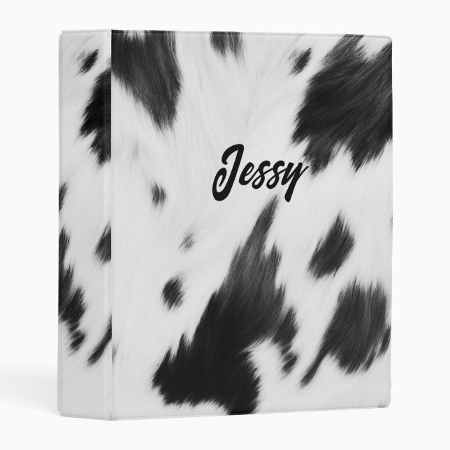  Western Country Cowboy Black and White Cow Print  Mini Binder (Front/Spine)