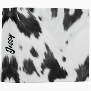 Western Country Cowboy Black White Cow Print  3 Ring Binder