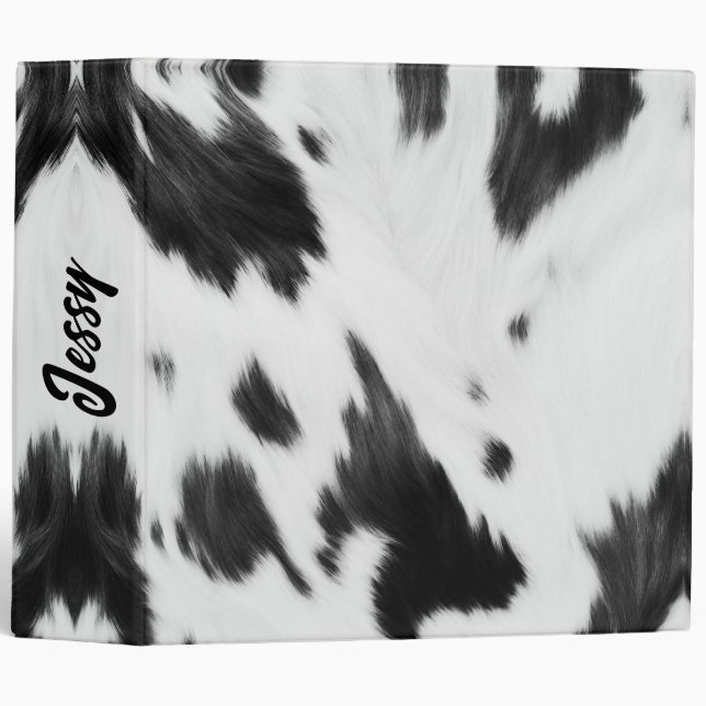  Western Country Cowboy Black White Cow Print  3 Ring Binder (Front/Spine)