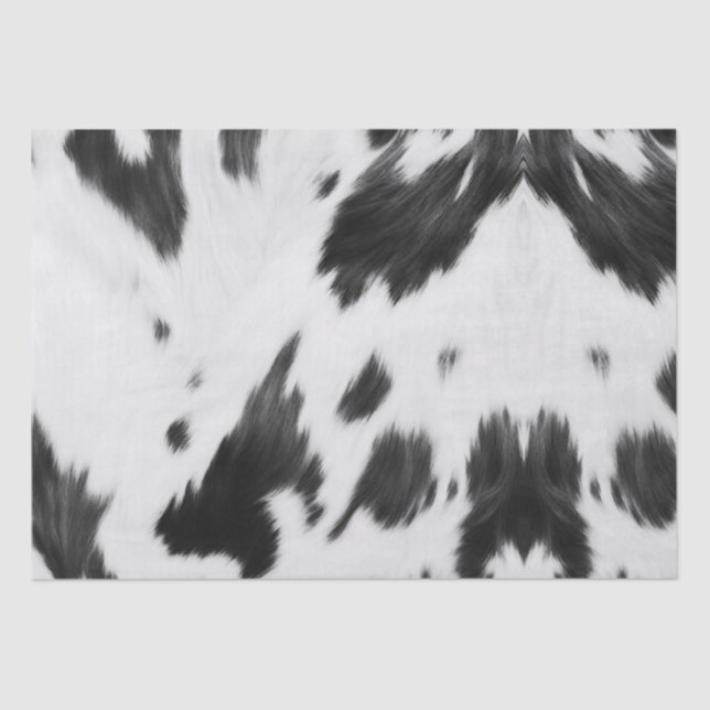 Western Country Cowboy Black White Cow Print Tissue Paper (Front)