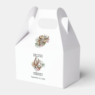 Western Country Cowboy Boho Cow Skull Wedding Favor Boxes