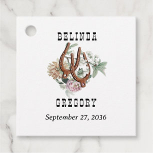 Western Country Cowboy Boho Cow Skull Wedding Favor Tags