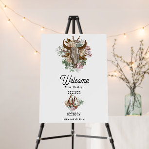 Western Country Cowboy Boho Cow Skull Wedding Foam Board