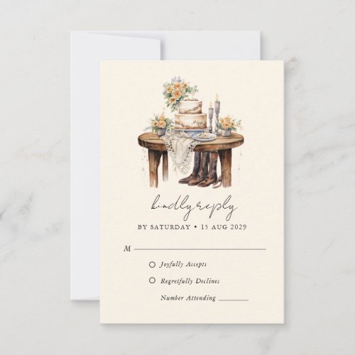 Western Country Cowboy Cowgirl Wedding RSVP Card