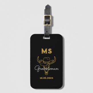 Western Country Cowboy Monogram Best Man Groomsmen