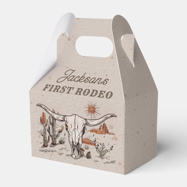 Western Country Cowboy Rodeo Birthday Favor Box (Front Side)