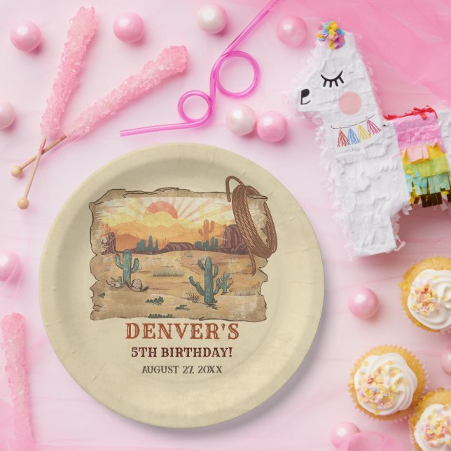 Western Country Cowboy Rodeo Birthday Party Paper Paper Plates (Party)
