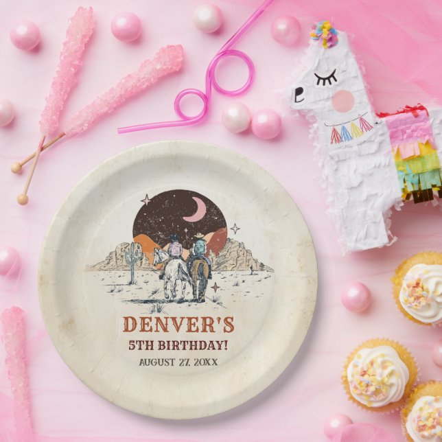 Western Country Cowboy Rodeo Birthday Party Paper Plates (Party)