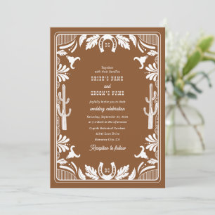 Western Country Cowboy Rustic Wedding Brown Invitation