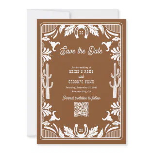 Western Country Cowboy Rustic Wedding Brown Save The Date