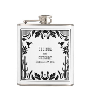 Western Country Cowboy Rustic Wedding  Flask