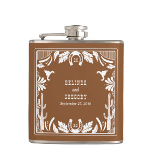 Western Country Cowboy Rustic Wedding  Flask