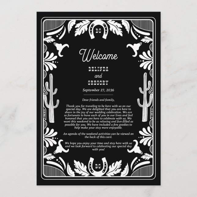 Western Country Cowboy Rustic Wedding Itinerary Program (Front)