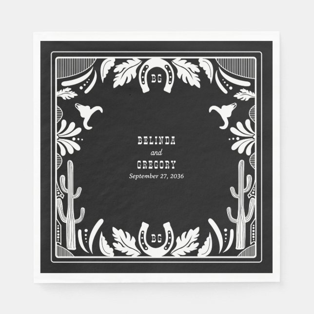 Western Country Cowboy Rustic Wedding  Napkins (Front)