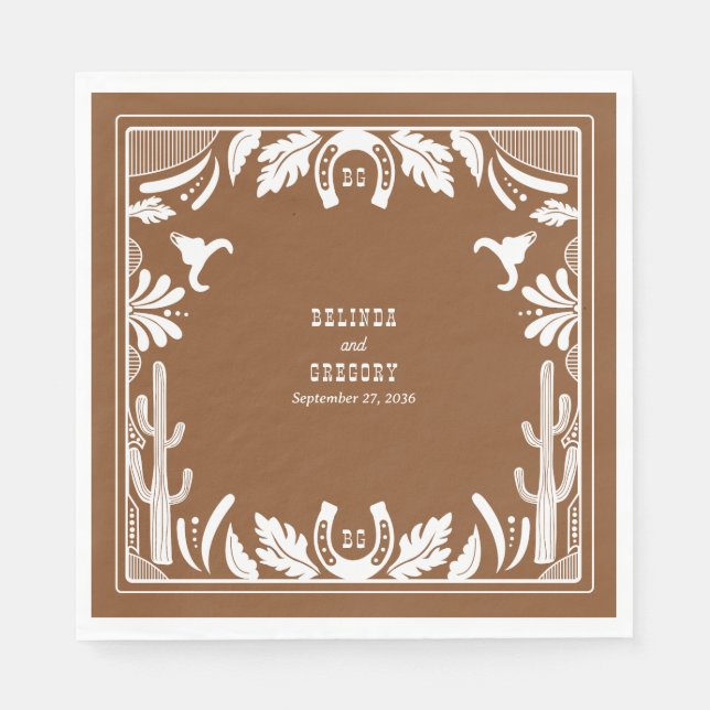 Western Country Cowboy Rustic Wedding  Napkins (Front)