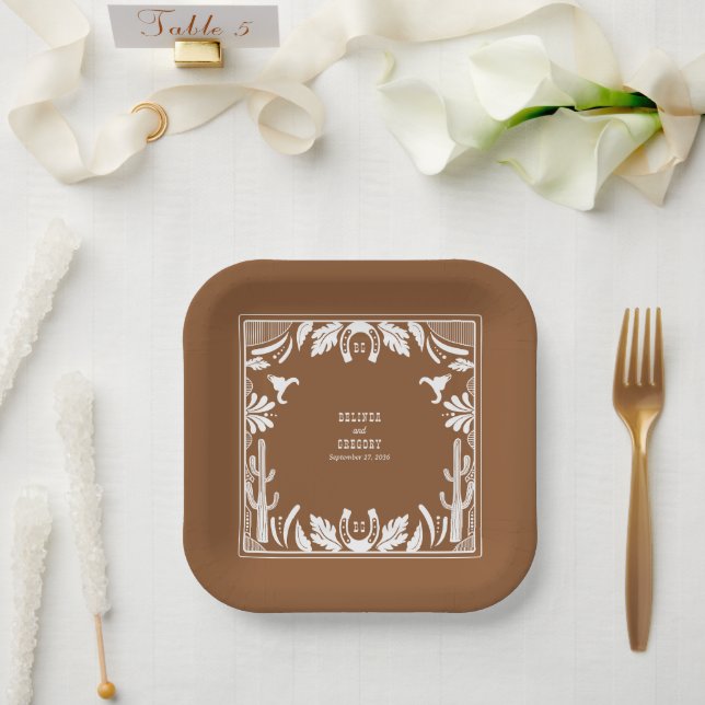 Western Country Cowboy Rustic Wedding  Paper Plates (Wedding)