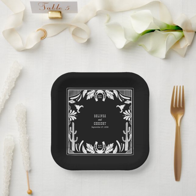 Western Country Cowboy Rustic Wedding  Paper Plates (Wedding)