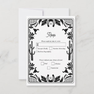 Western Country Cowboy Rustic Wedding RSVP Card