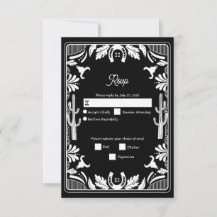 Western Country Cowboy Rustic Wedding RSVP Card