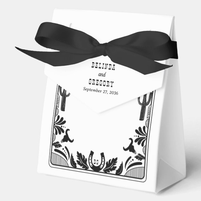 Western Country Cowboy Rustic Wedding Welcome Favor Boxes (Front)