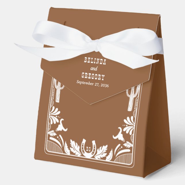 Western Country Cowboy Rustic Wedding Welcome Favor Boxes (Front)