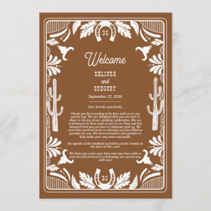 Western Country Cowboy Wedding Brown Itinerary Program