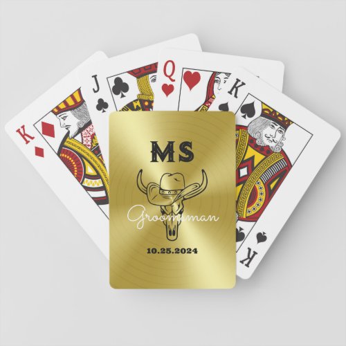 Western Country Cowboy Wedding Monogram Groomsmen Poker Cards