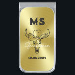Western Country Cowboy Wedding Monogram Groomsmen Silver Finish Money Clip<br><div class="desc">Personalized gifts for groomsmen with old western cowboy theme. Decorated with cowboy hat with vintage western font. Text and color are editable using the Design Tool to fit your occasion. Get this customize gift for wedding,  bachelor party,  engagement party or any other special occasions.</div>