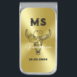 Western Country Cowboy Wedding Monogram Groomsmen Silver Finish Money Clip<br><div class="desc">Personalized gifts for groomsmen with old western cowboy theme. Decorated with cowboy hat with vintage western font. Text and color are editable using the Design Tool to fit your occasion. Get this customize gift for wedding,  bachelor party,  engagement party or any other special occasions.</div>