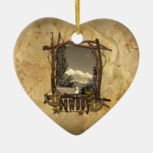 western country cowboy wedding photo ornament