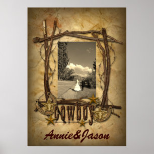 western country cowboy wedding photo Poster