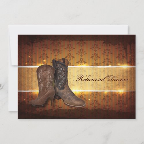 Cowboy Boots Country wedding rehearsal dinner Invites