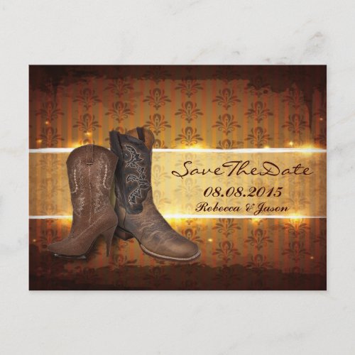 western country cowboy wedding save the date announcement postcard