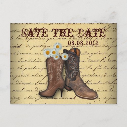 western country cowboy wedding save the date announcement postcard