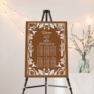 Western Country Cowboy Wedding Seating Chart Foam Board