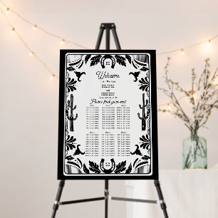 Western Country Cowboy Wedding Seating Chart Foam Board