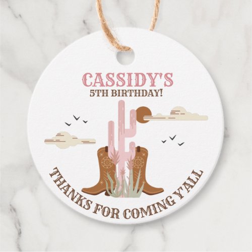 Western Country Cowgirl Birthday Thank You Gift Favor Tags