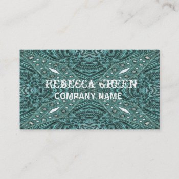 Western Country Cowgirl Fashion Teal Leather Business Card by businesscardsdepot at Zazzle
