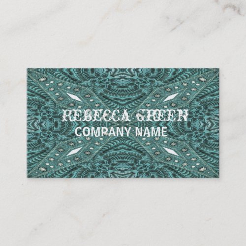 western country cowgirl fashion teal leather business card