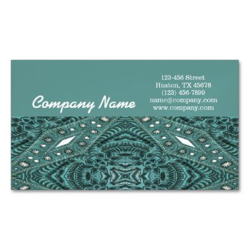 Western Country Cowgirl Fashion Teal Leather Business Card Magnet by businesscardsdepot at Zazzle