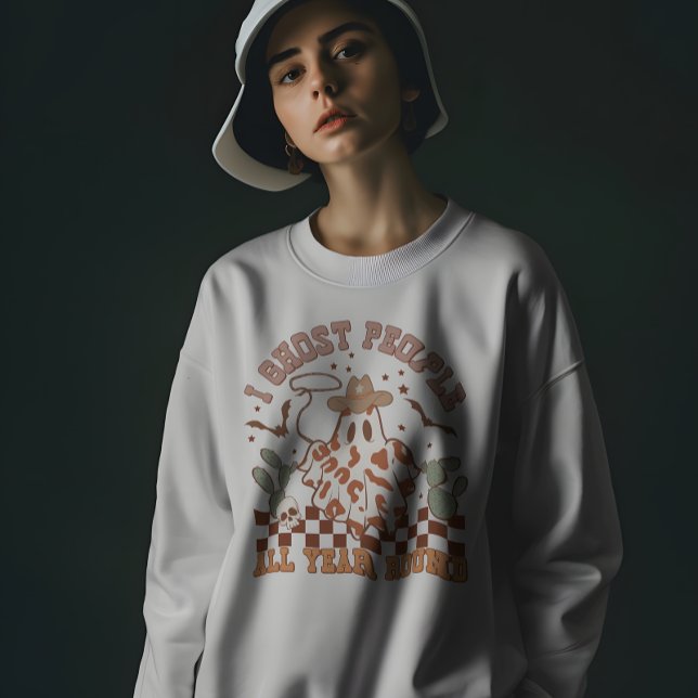 Western Country Cowgirl Funny Halloween Ghost Sweatshirt (Creator Uploaded)