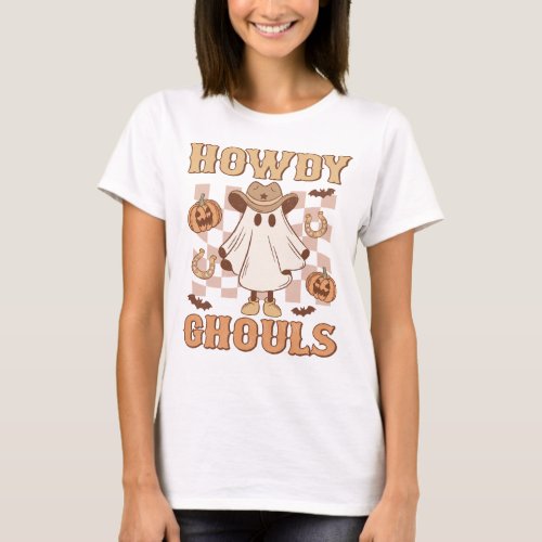 Western Country Cowgirl Howdy Ghouls Halloween T_Shirt