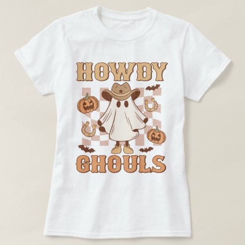 Western Country Cowgirl Howdy Ghouls Halloween T_Shirt