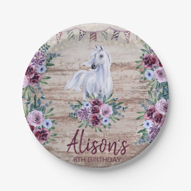 Western Country Cowgirl Rodeo Birthday  Paper Plates (Front)
