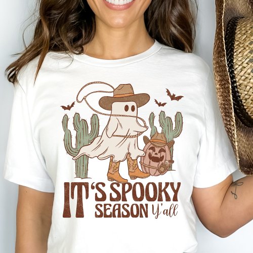 Western Country Cowgirl Spooky Season Halloween T_Shirt