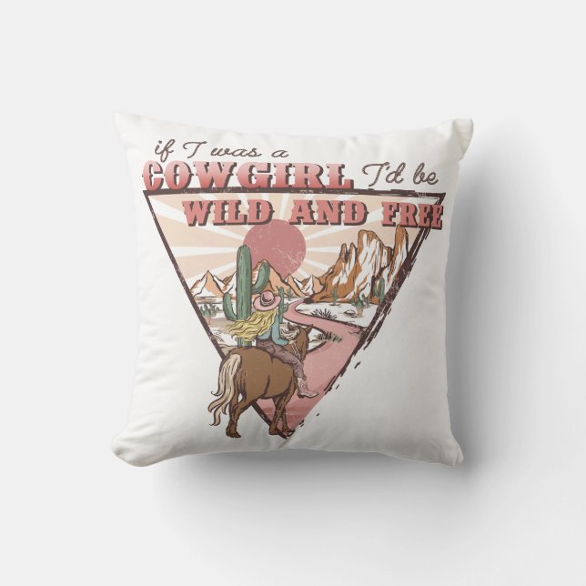 Western Country Cowgirl Throw Pillow (Front)